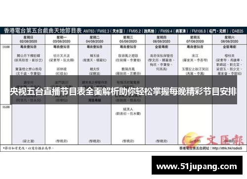 央视五台直播节目表全面解析助你轻松掌握每晚精彩节目安排